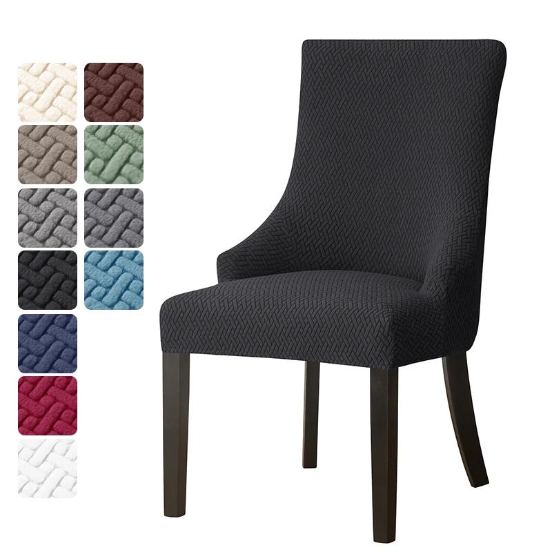 Jacquard Dining Chair Covers High Back Sloping Chair Cover Strech Accent Wedding Chairs Seat Slipcover For Home Party Banquet