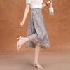Women's Elegant Gray Floral Chiffon A-Line Midi Skirt