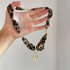 Retro Y2k Gold Color Geometric Liquid Metal Leopard Print Silk Scarf Winding Bracelet for Women Personality Hot Girls Jewelry