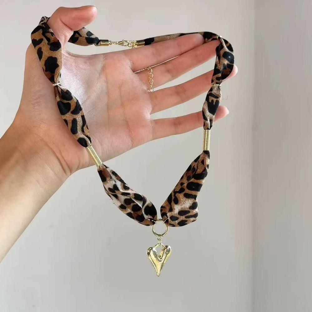 Retro Y2k Gold Color Geometric Liquid Metal Leopard Print Silk Scarf Winding Bracelet for Women Personality Hot Girls Jewelry
