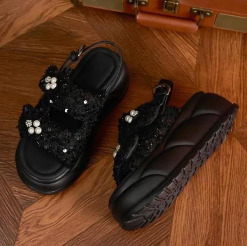 Fashion High Quality 7.5cm Synthetic Women Casual High Brand Peep Toe Shoes Fashion Slippers Platform Wedge Sandals Summer Bling Hollow