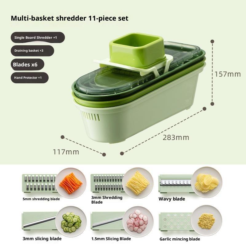 Vegetable Slicer With Basket Potato Shred Slicer Household Multifunctional Kitchen Tools Coarse Shred Kitchen Vegetable Slicers