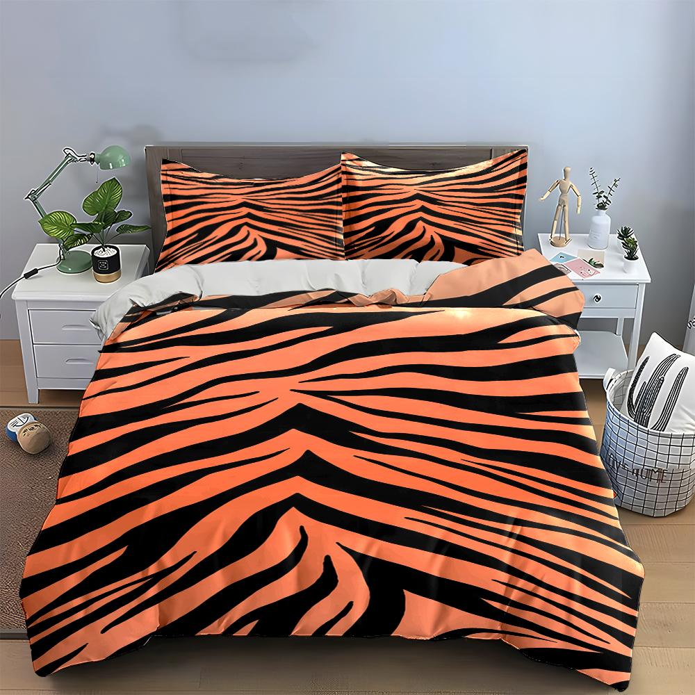 Tiger Stripe Pattern 3-Piece Bedding Set Bedding set (1 duvet cover, 2 pillowcases, duvet not included)