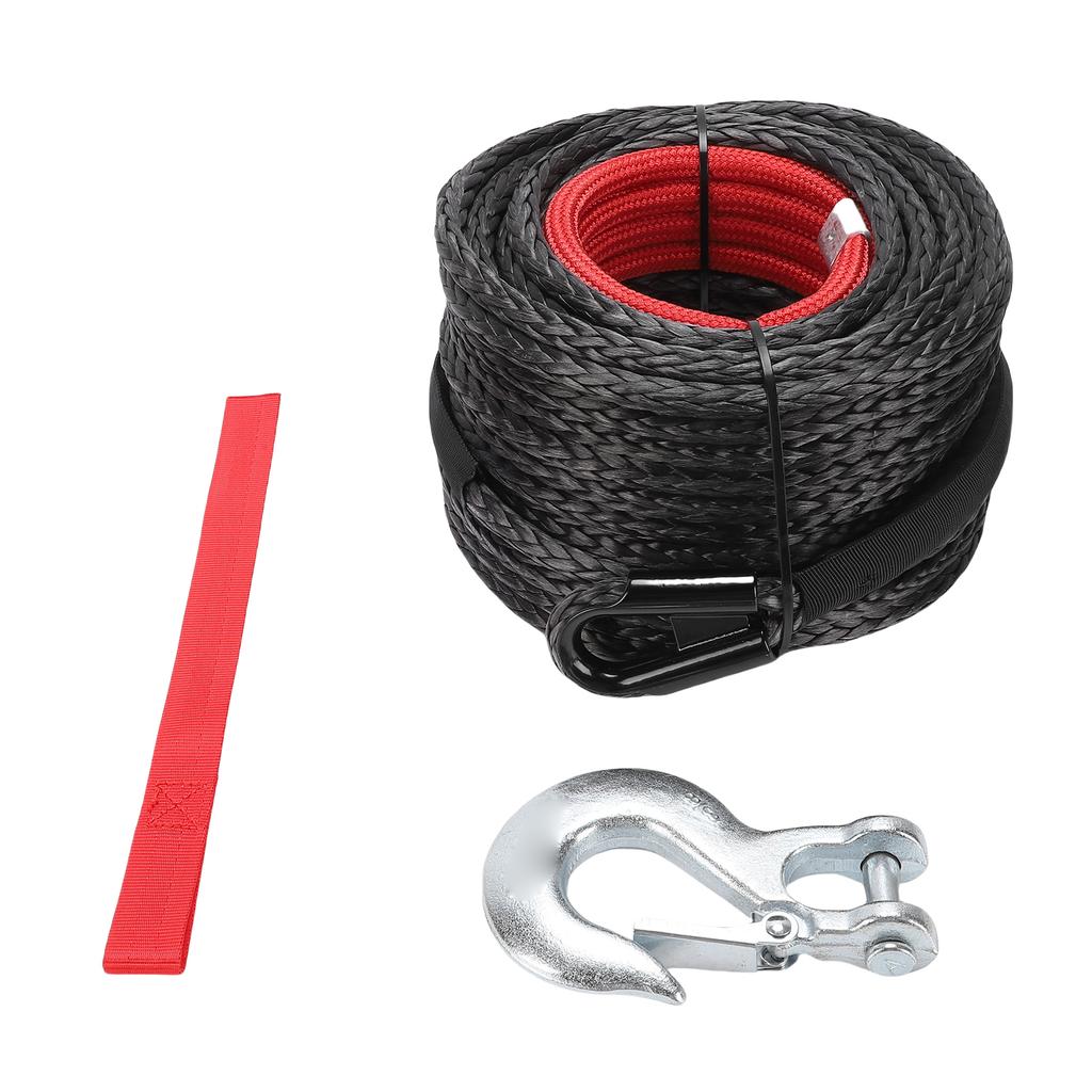 Synthetisches Windenkabel 3/8 Zoll mit Schutzhülle Geschmiedeter Windenhaken für großes Geländefahrzeug LKW 8 mm Ø