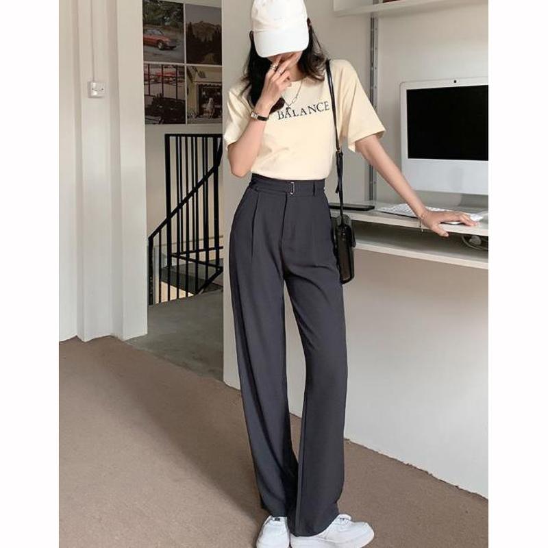 Summer Women's Casual Pants Wide Leg Pant Elegant Office Lady High Waist Loose Trousers