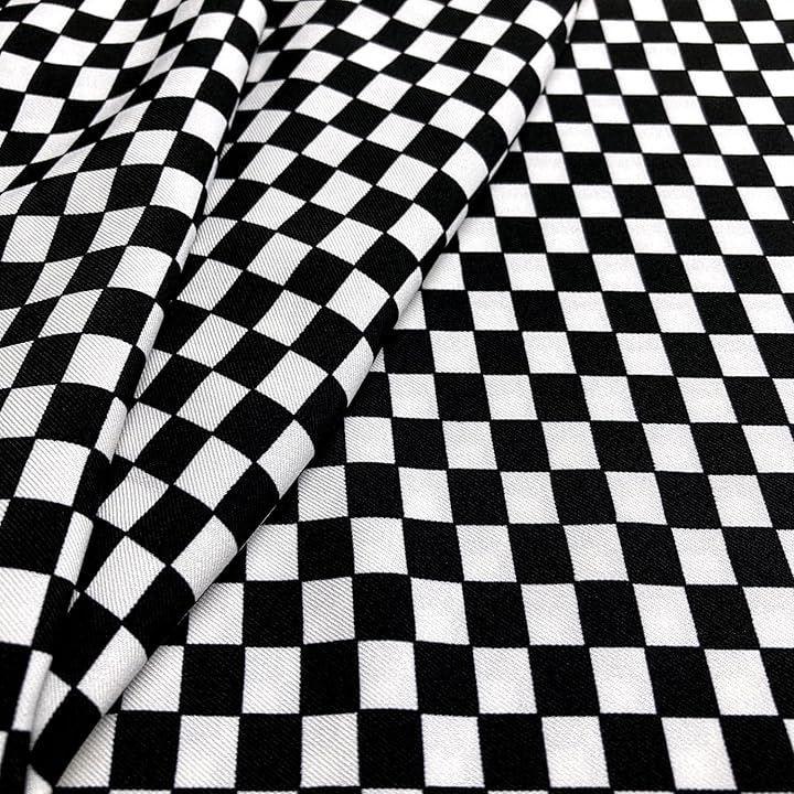 Used moonfarm Checkered Chiffon Fabric Width 145cm Japanese Pattern White Black Monochrome Lattice Handicraft Cloth Plaid Pattern (White x Black, 3m,