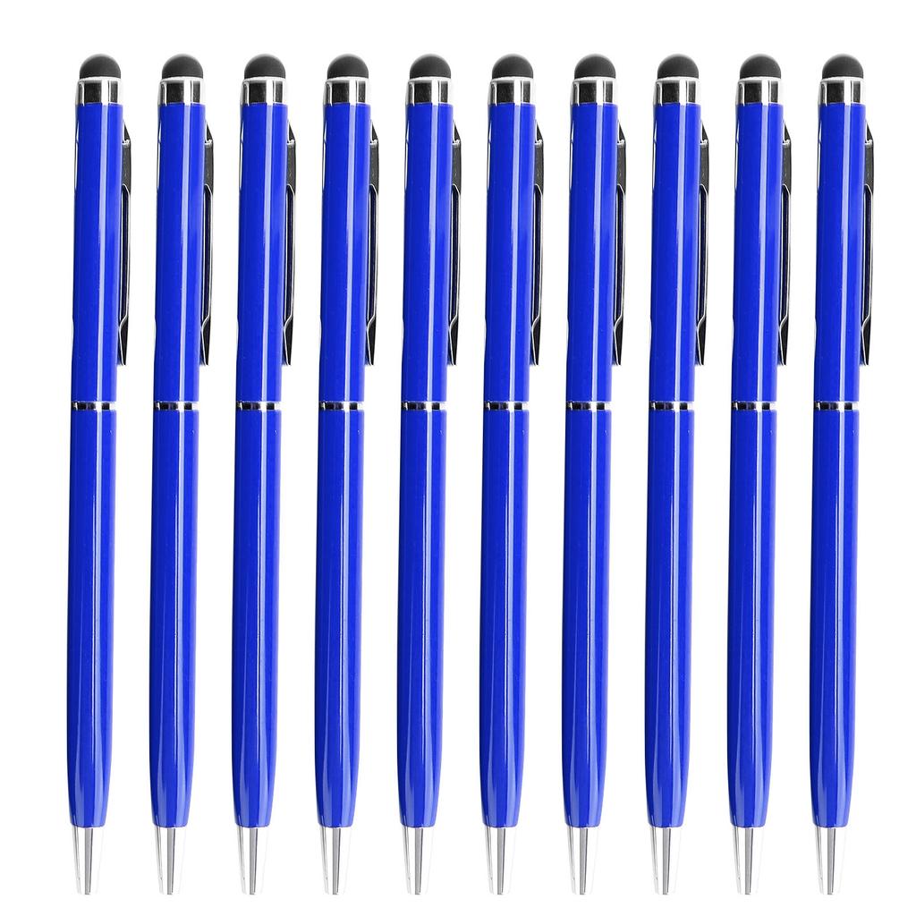 10 Adet Kalem 2'si 1 Arada Kapasitif Dokunmatik Ekran Tükenmez Kalemler Metal Bilgisayar AksesuarlarıMavi