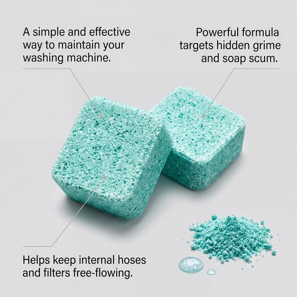 Washing Machine Cleaner Tablets for Pet Owners Removes Hidden Grime Fur and Residue Suitable for Front Load and Top Load Machines 12 Count