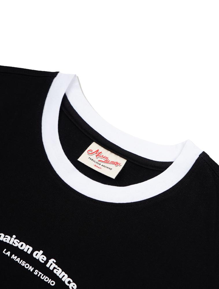 LA MAISON STUDIO Embossed Logo Slim Fit Short Sleeve T-Shirt Black & White (Fcg2Ts773W)
