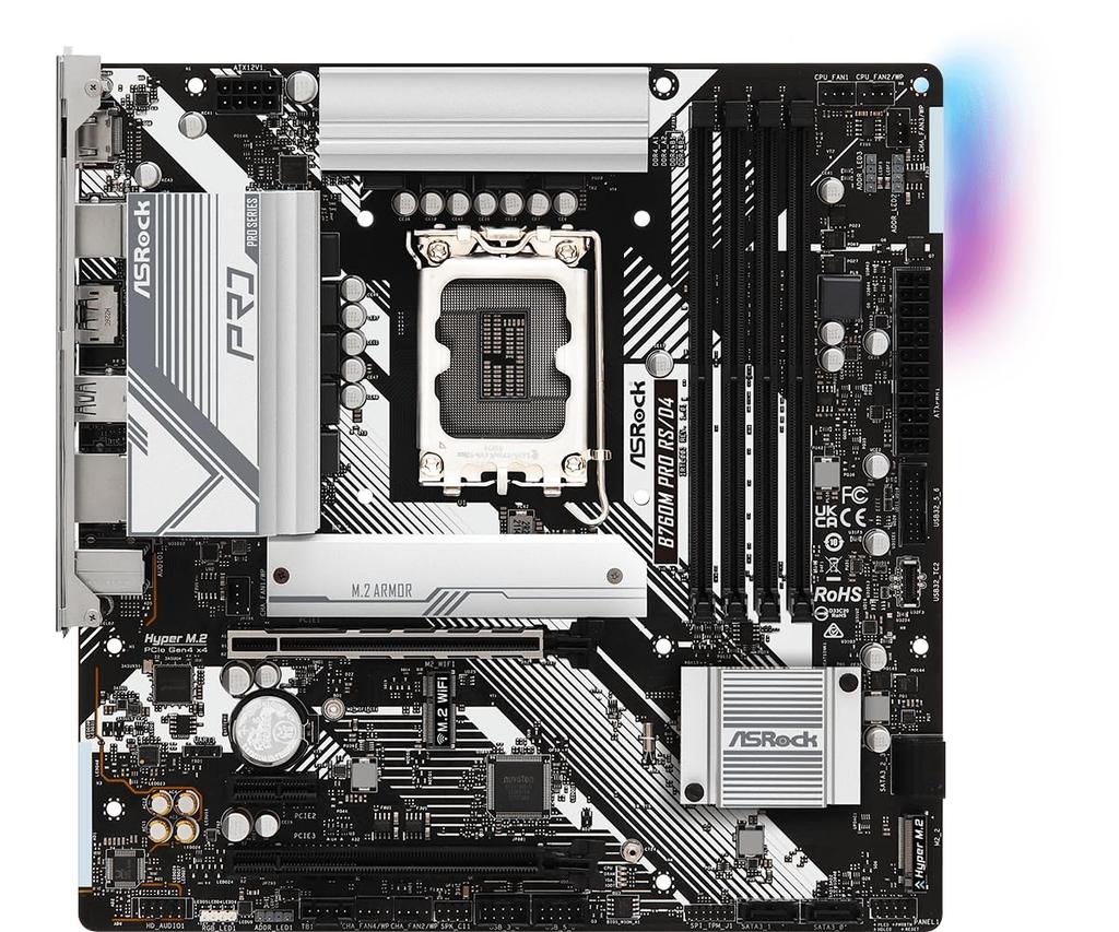 Asrock B760M Pro Intel 12th and 13th Gen CPUs B760 Micro ATX Motherboard Japanese Retailer RS/D4 Motherboard, (LGA1700), Chipset, DDR4, [Official