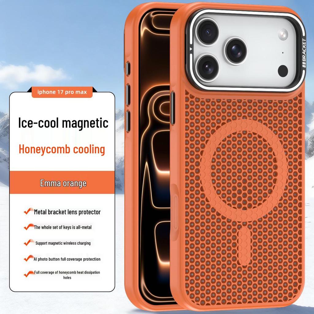 Custodia Magnetica con Dissipazione del Calore a Nido d'Ape per iPhone 16 Pro Max, Compatibile con Obiettivo Apple 15 e Supporto a Rete 14