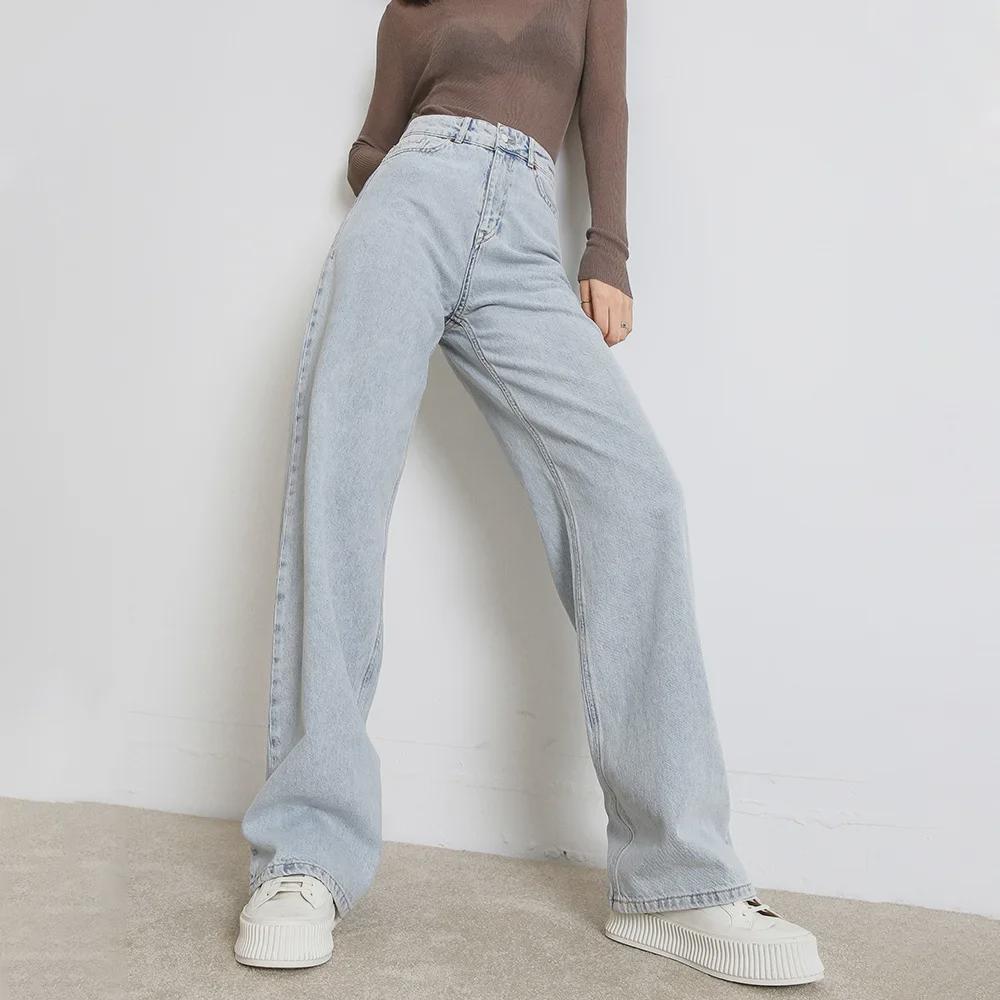 Autumn 2024 Women's High Waist Slim Jeans - Straight, Wide-Leg Fit for Spring & Fall