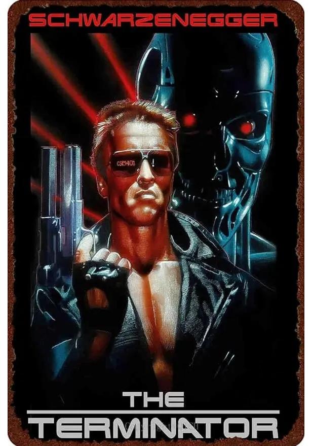 Metal Tin Sign Poster Terminator 2 Movie Metal Plaque Poster Decor for Bar Club Wall Decor Retro Home Bedroom Vintage Wall Plate