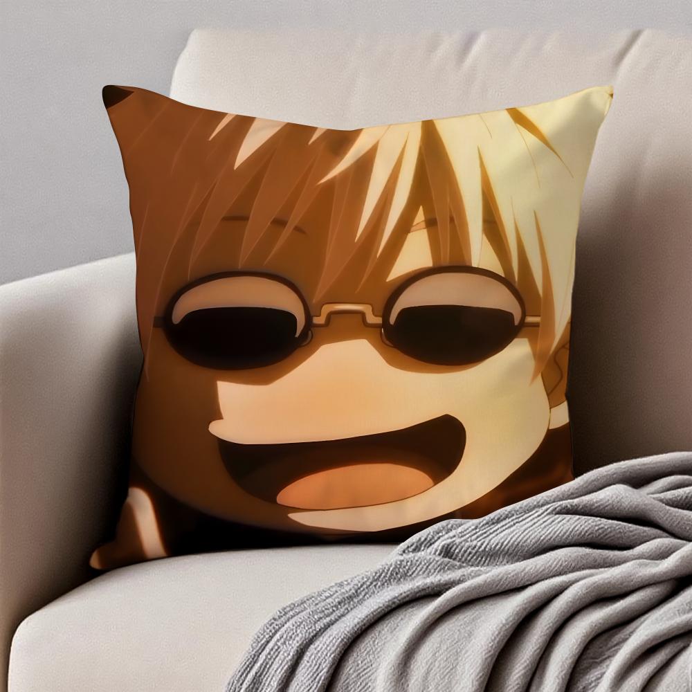 JJujutsu Kaisen GGojo Satoru Cushion Cover Pillowcase Antidustmite Invisible Zipper Short Plush Sofa Cushion