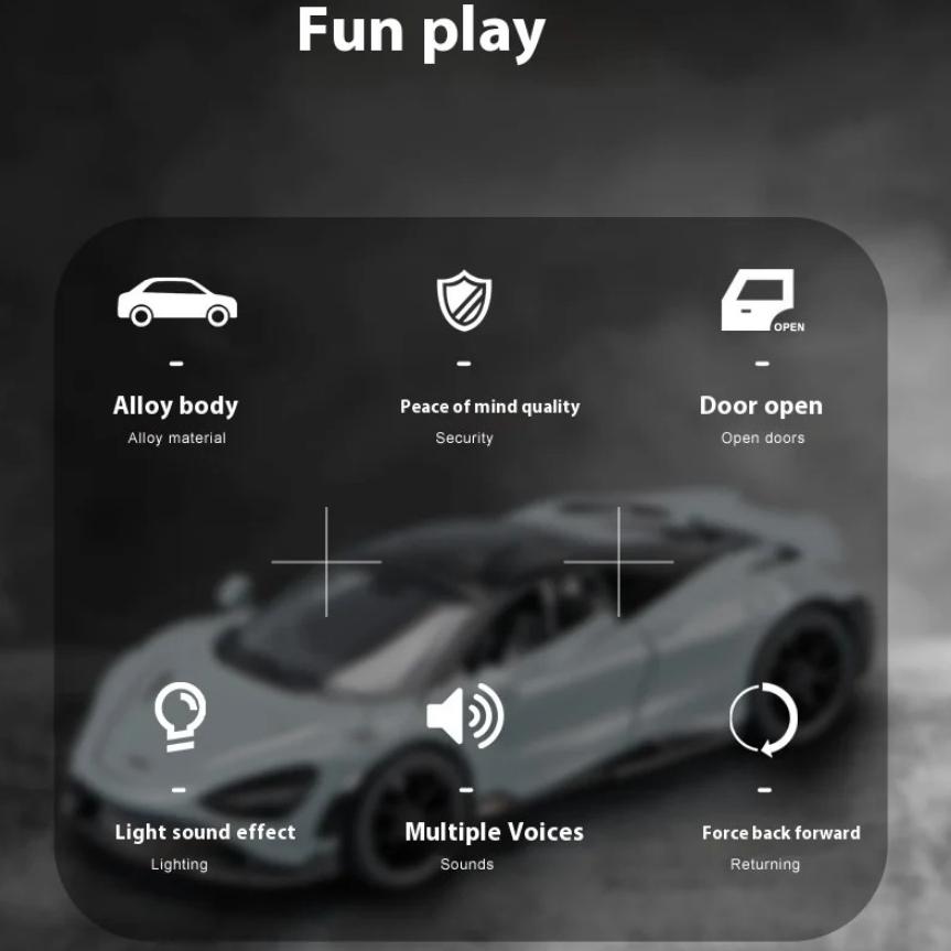 1/32 Scale Mclaren 765LT Supercar Series Metal Alloy Diecast Model Car Library Bookcase Decoration Gifts for Friend Collection Hobby