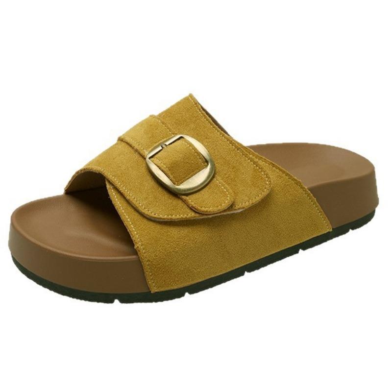 New platform women's summer wear half slippers with Boken cool slippers seaside vacation beach shoes