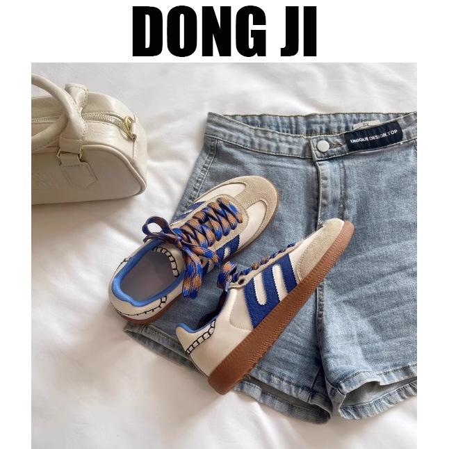 DONGJI Retro Genuine Leather Color Block German Trainer Casual Sneakers - Spring 2025 Edition
