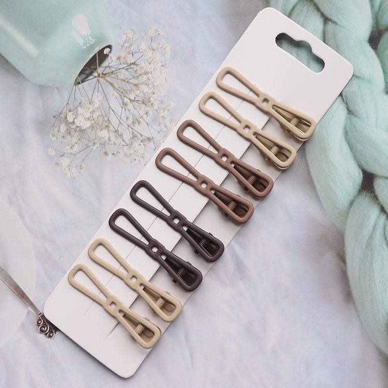 8Pcs/Set Women Girs Vintage Frosted Geometry Hairpins Adult Lovely Alloy Ornamentr Hair Clips Female Fashion Hair Accessories