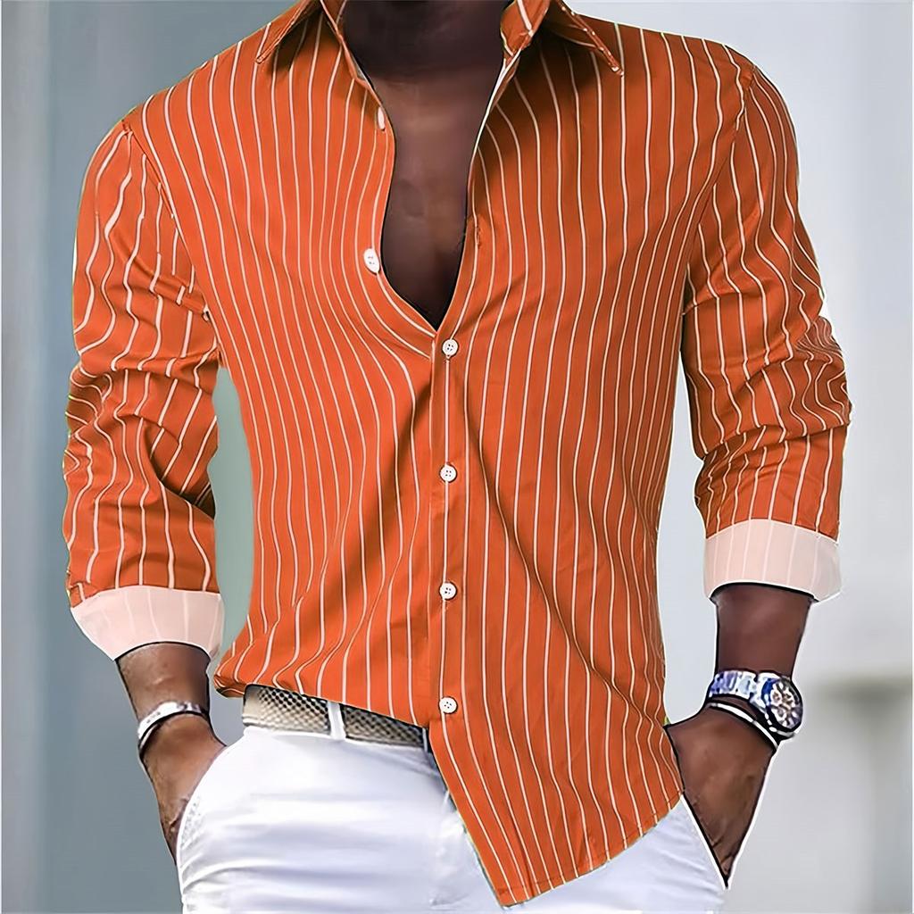 Chemise rayée élégante à manches longues, parfaite pour les occasions décontractées et smart-casual.