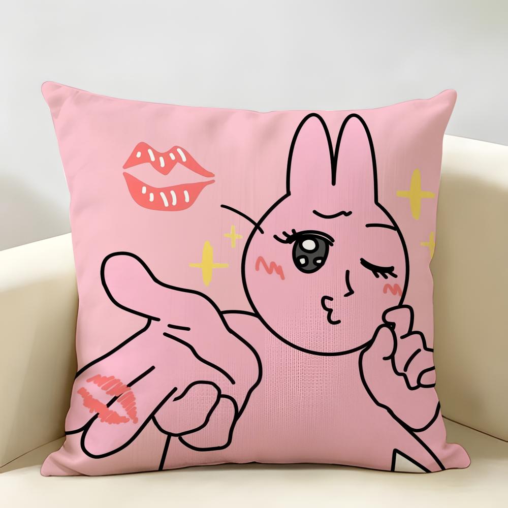 Cartoon OOpanchu Usagi Cushion Cover Natural Linen Organic Fabric DoubleSided Printing Room Sofa Decor Pillow Case