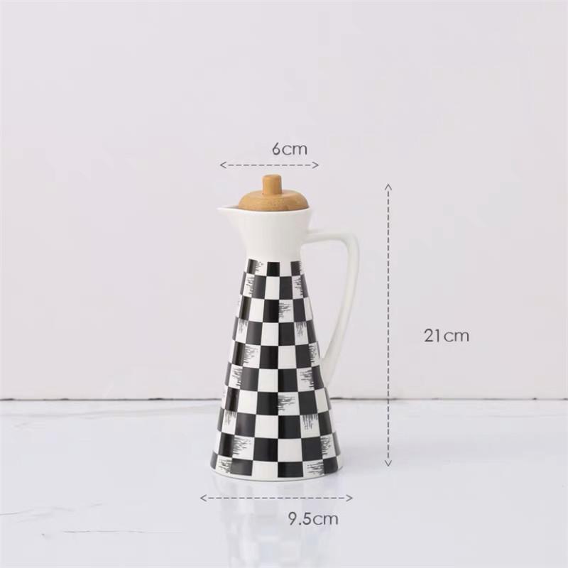 Keramik-Gewürzglas für Zuhause, mit versiegeltem Holzdeckel, Küchenbedarf, großes Fassungsvermögen, Essigtopf, Porzellan, Ölflasche, Kochutensilien