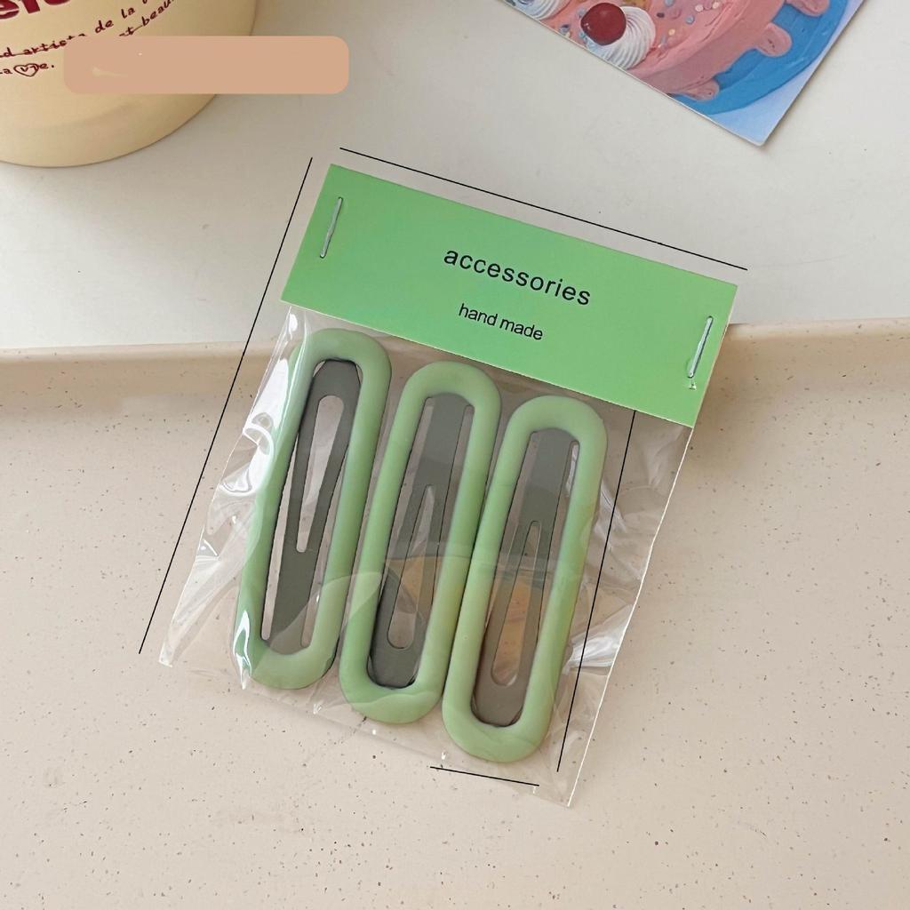 Épingles à cheveux simples givrées pour filles, 3 pièces, pinces à cheveux carrées, ovales, Triangle, pour enfants, épingles à cheveux, cliquez sur clac