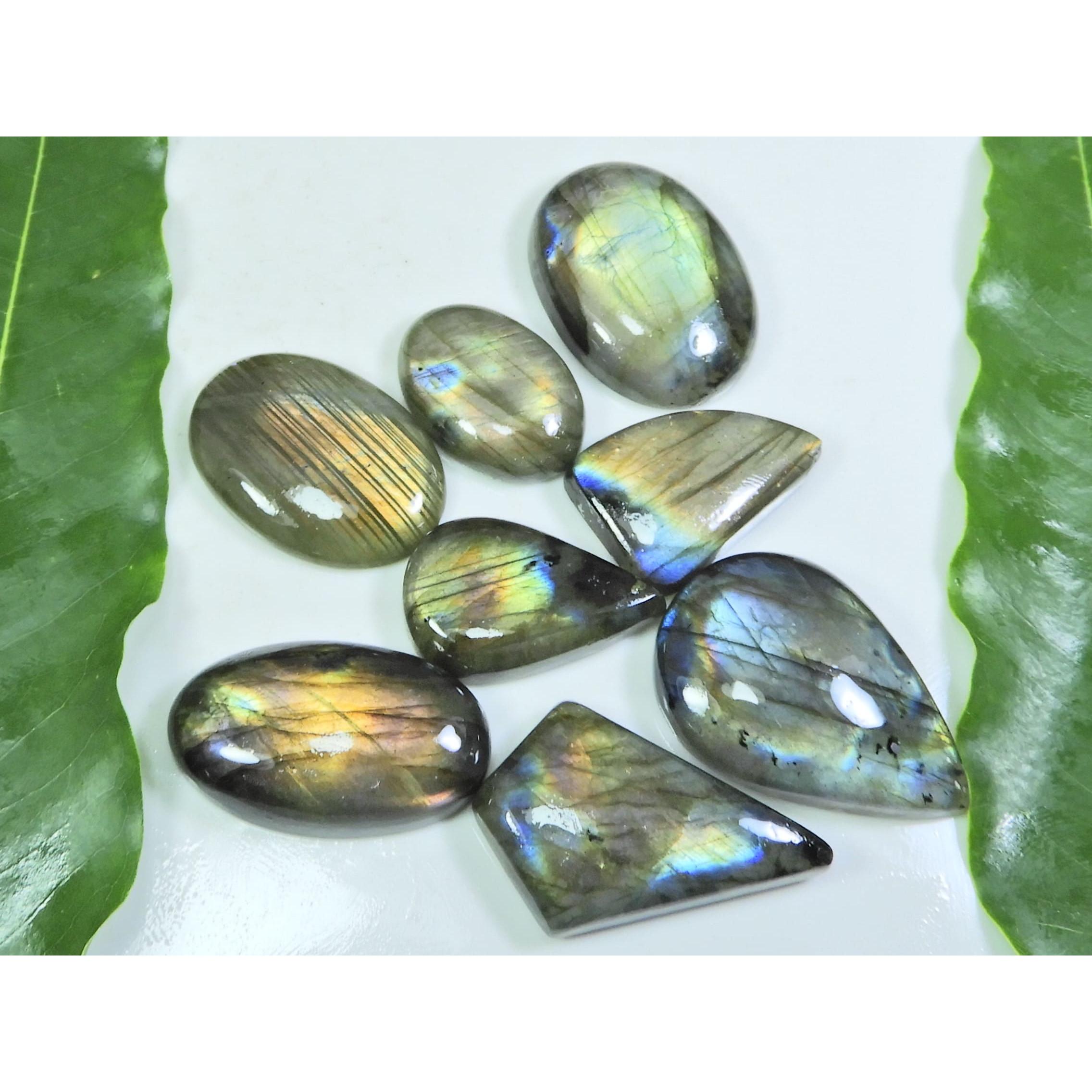 

15X22-22X31MM Natural Multi Purple Labradorite Mix Cabochon Gemstone 8PcsLot LL-947