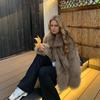 Luxury Black Faux Fur Coat Women Winter Warm Fluffy Lapel Jacket Oversized Outerwear