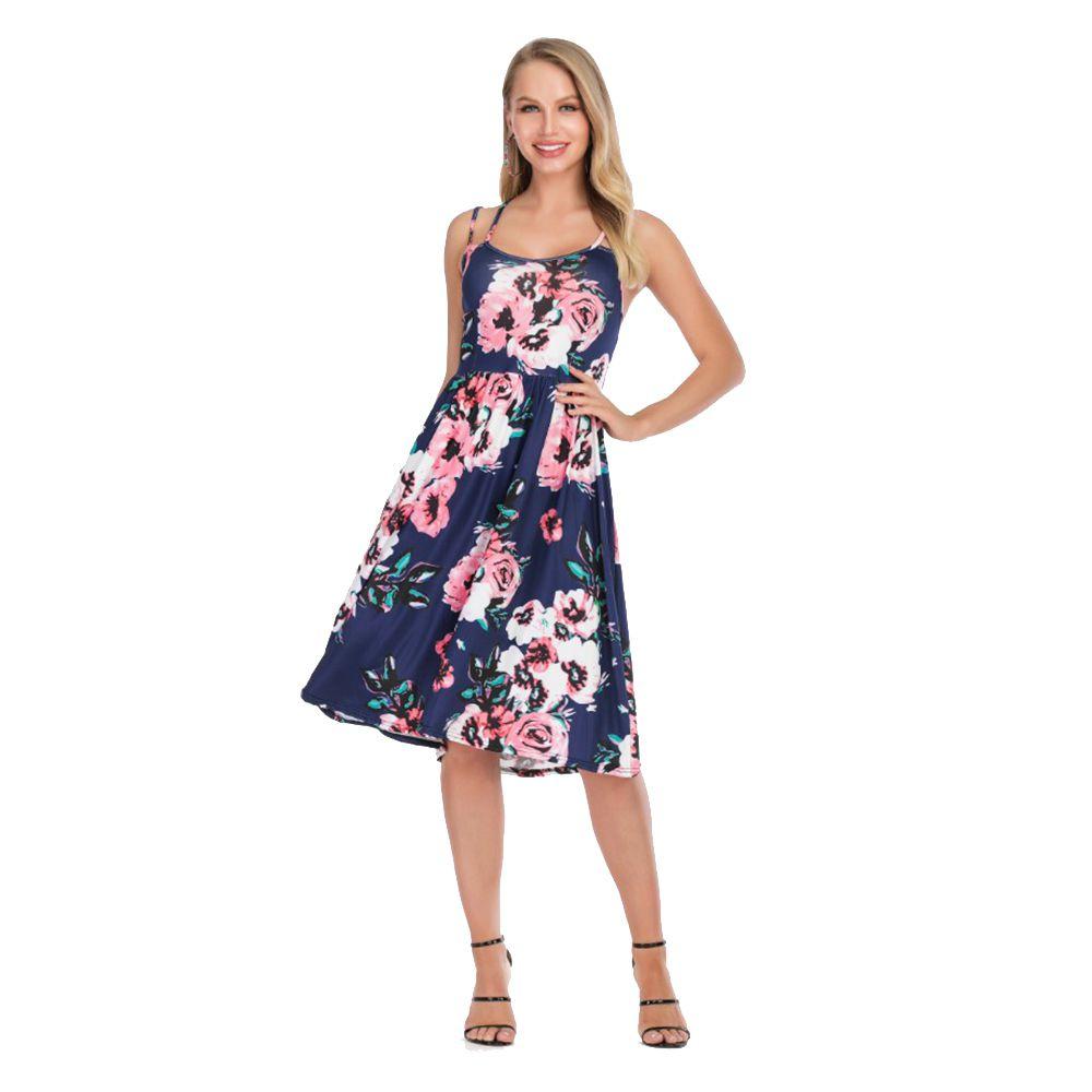 Elegant Women's Summer Sleeveless Floral Beach Dress Perfect For Holiday Occasions Size S-5xl