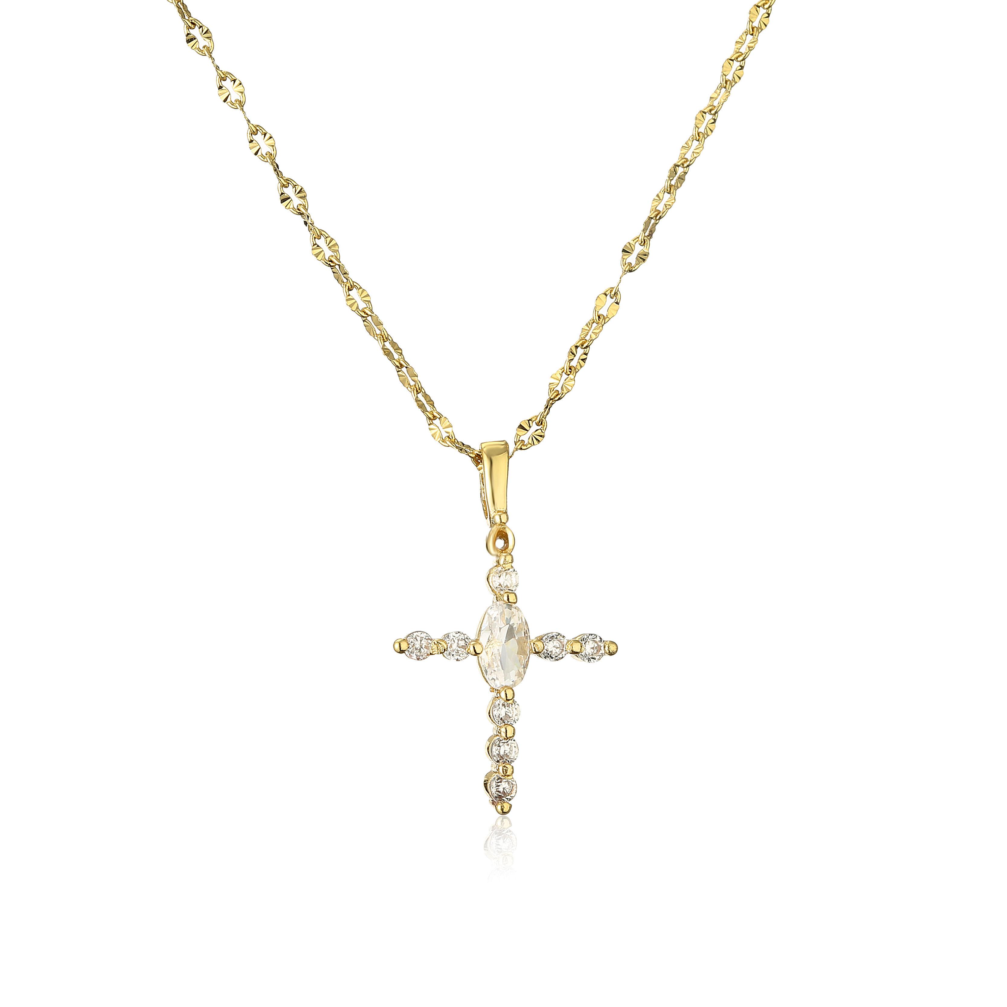 

HECHENG,Fashion Women Crystal Zircon Cross Pendant Necklace for Women Crystal Chain Necklace Punk Party Zircon 45cm
