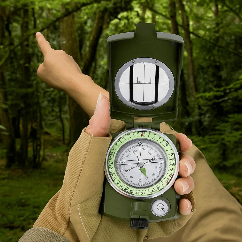 

Portable Luminous Outdoor Compass Waterproof Mini Metal Sight Compass High Precision Multi-Function Compass Mountaineering зелений