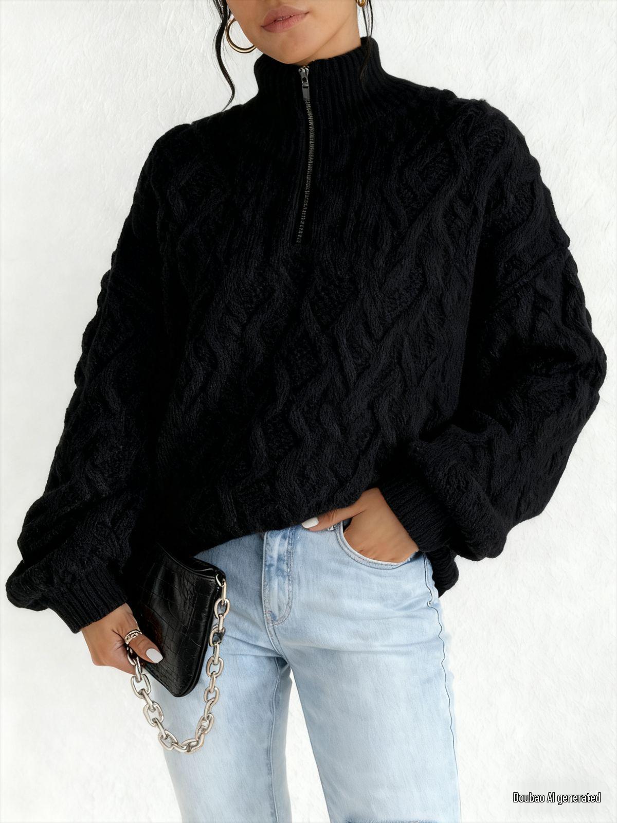 

Women s Double-Sided Plush Drawstring Zip-Up Pullover Top L чорний