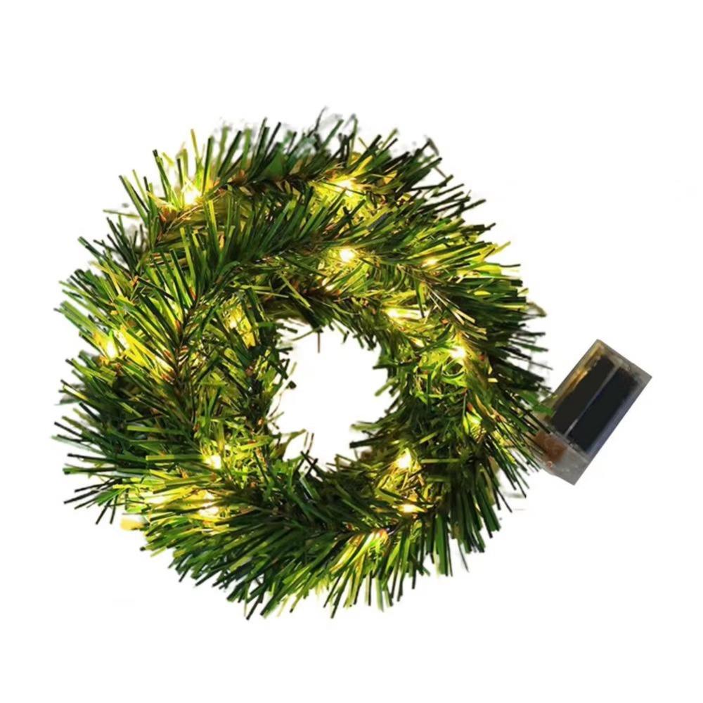 

Искусственное растение Рождественская гирлянда с огнями Зеленая Рождественская атмосфера Ротанг Украшение для лестницы 2m/20 light