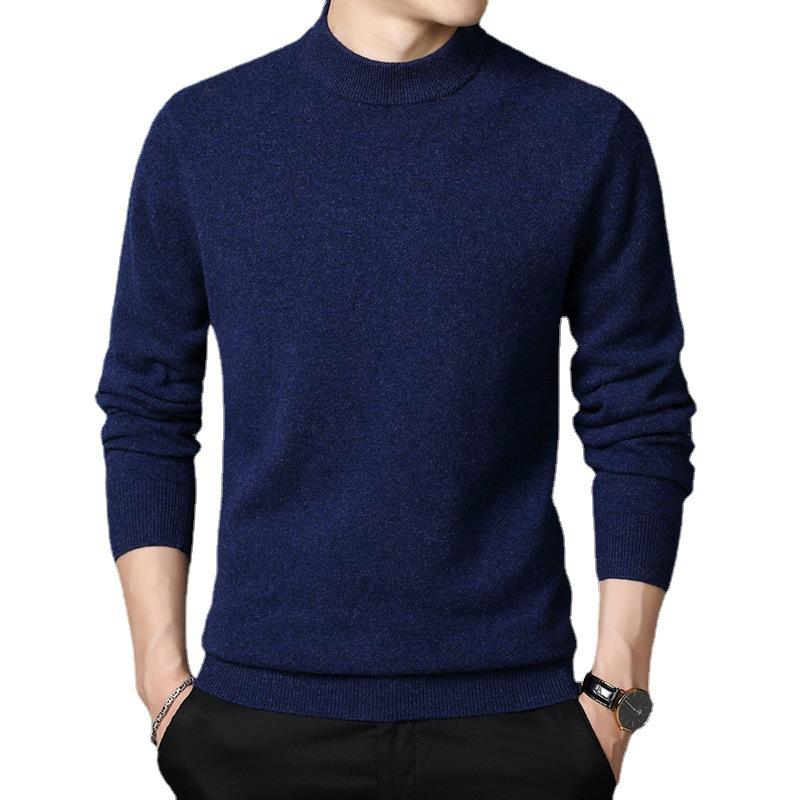 Fashion Sweatwear Mens Anti-pilling High Quality Knitted Half Turtleneck Sweater Slim Fit Long Sleeve Pullover Solid Color Trend Men Clothing