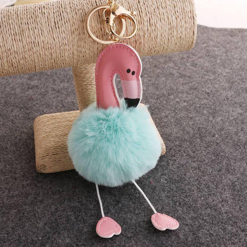 Flamingo Schlüsselanhänger süße Cartoon Nachahmung Rex Kaninchen Fell Ball Anhänger Tasche Zubehör