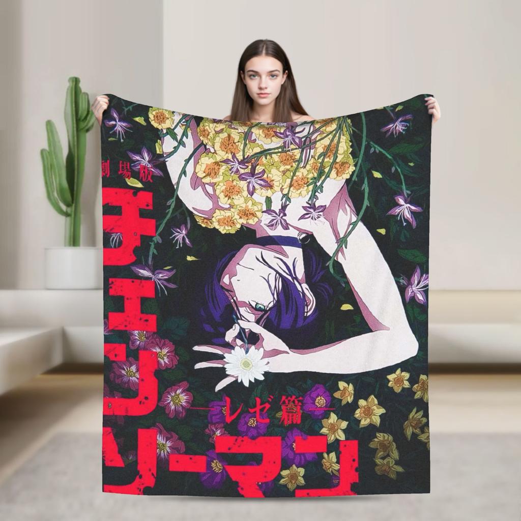 Yoru Chainsaw Man Japanese Manga Blankets Soft Pattern Plush Throw Blanket For Girls Boys Outdoor Flannel Bedspread Bed Cover