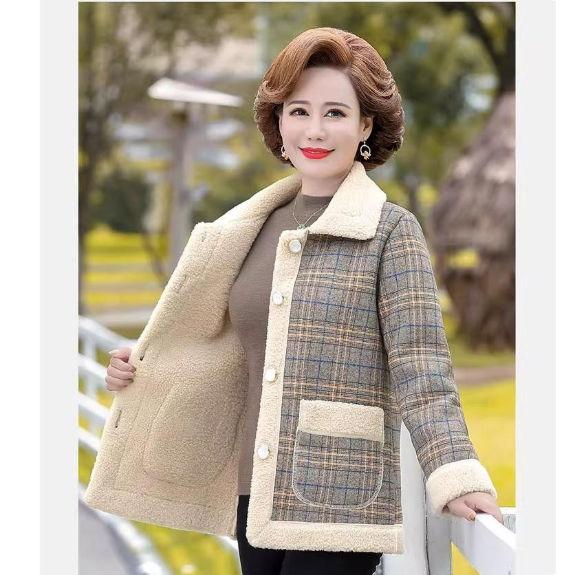 Women's Fashion Loose Autumn Jacket, Mother's Spring and Autumn Jacket, Granular Velvet Temperament
