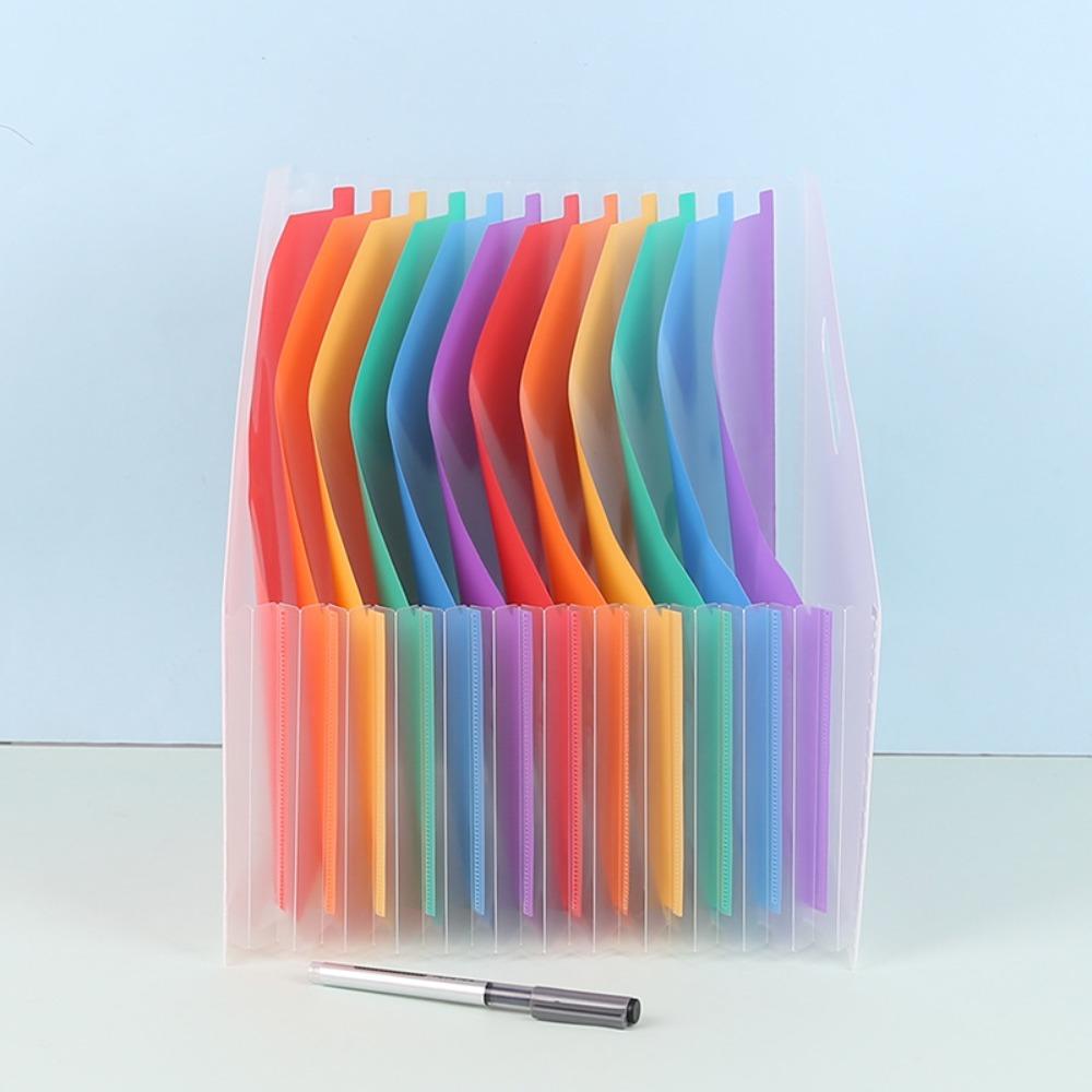 Diagonal Mouth A4 Expanding Organ Bag Folder Rainbow Color Document Holder  Test Paper