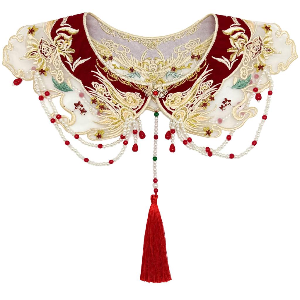 Detachable False Collar Oriental Yunjian Accessory Chinese Bride Aesthetics Tassels for Lady Girl Half Shirt Collar