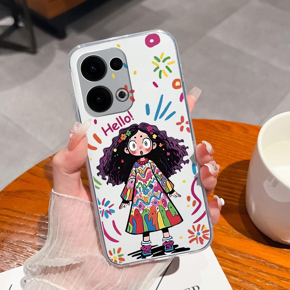 For Oppo Reno 13 Pro Phone Cases Leisure Flower Transparent Back Cover For Oppo Reno13 Pro 13Pro 5G Soft Slim Anti Drop Housing