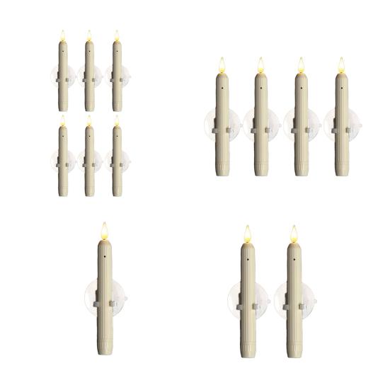 Flameless Window Candles with Sensor Dusk To Dawn Roman Column LED Conical Candles Battery Operated LED Taper Lights Suction Cups Christmas Decor