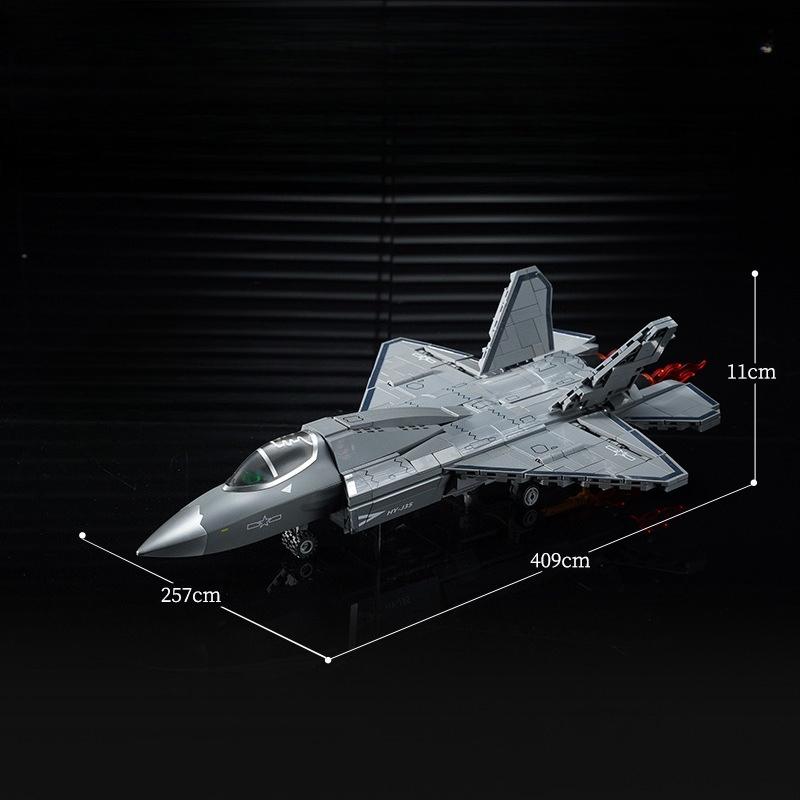 689pcs Military Series J-35 Carrier-based Fighter Jet Building Blocks Children's Toys