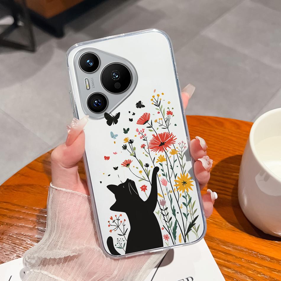 For Huawei Pura 70 Pro Plus Ultra Case Lucky Flower Transparent Phone Funda For Huawei Pura 70Pro+ Soft Slim TPU Silicone Cover