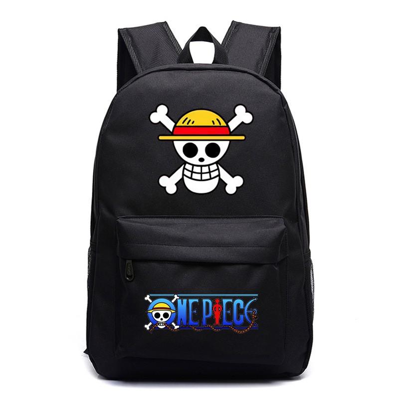 One Piece Anime School Backpack Kids Lightweight Ergonomic Dual-Shoulder Bag With Geometric Print Oxford Fabric