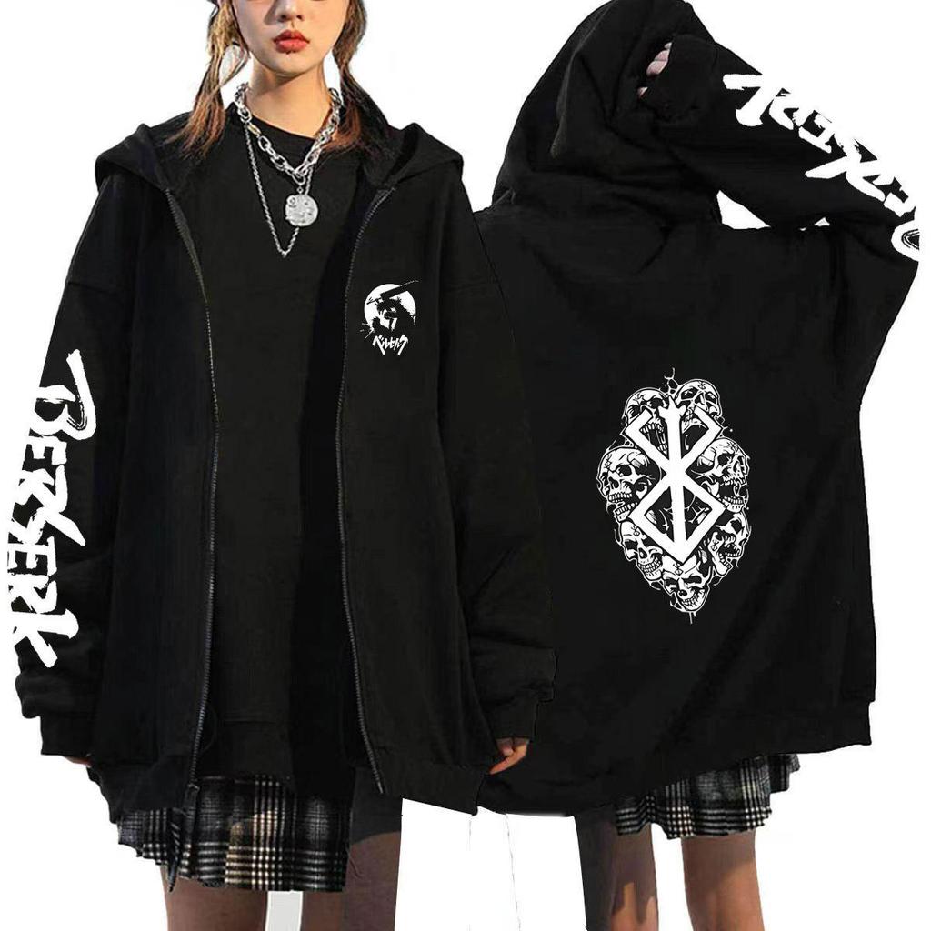Berserk Japonské Anime Mikiny s Kapucí na Zip Dámské Pánské Mikina Harajuku Kreslené Bundy Unisex Kabáty Topy Hip Hop Mikina Streetwear
