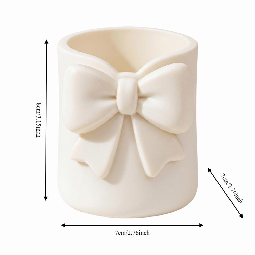 Decorative 3D Printed Bow Pen Holder Creative Multi-function Pencil Storage Box Sweet Flower Vase Desktop Organizer Office