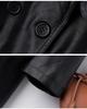 Women's PU Leather Trench Coat with Suit Collar, Double-Breasted, Mid-Length, Waist-Slimming for Spring/Autumn - Model YG82936.