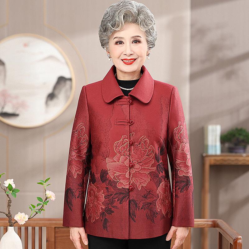 Spring & Autumn Floral Coat for Middle-Aged & Elderly Women