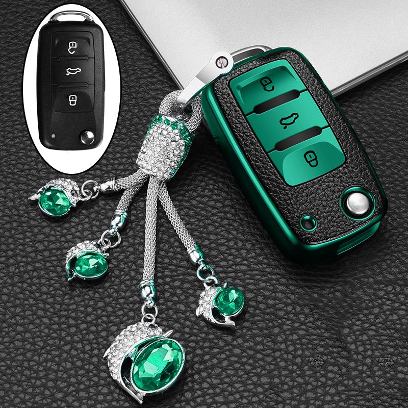 Qsvbk7 TPU Car Key Case Cover for Volkswagen VW Golf Bora Jetta Polo Golf Passat B8 for Skoda Octavia A5 A7 Fabia Seat Ibiza Leon