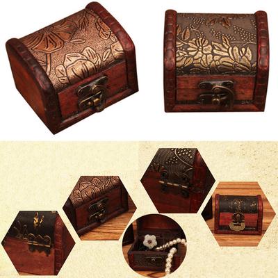 Wood Handmade Lock Box Storage Organizer Jewelry Bracelet Pearl Case Gift